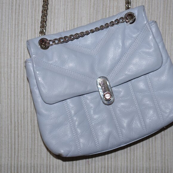 TED BAKER Leather AYALINA Quilted Puffer Small Shoulder blue gray crossbody Bag - Picture 7 of 10